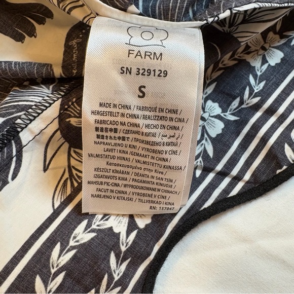 Farm Rio Leopard Floral Blouse | Black & White | Boat Neck | SMALL | NWT - Picture 6 of 12